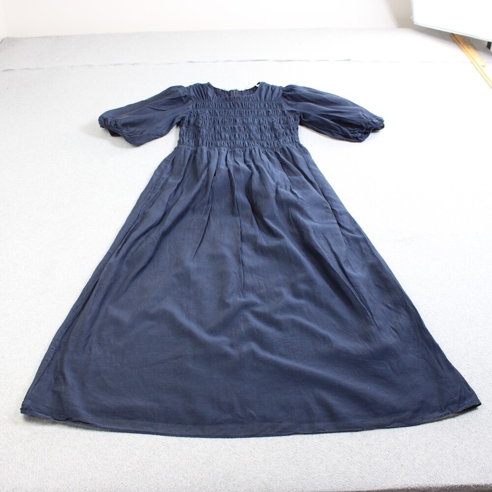 Rebecca Taylor Dress Women Small Blue Maxi Long Smocked Peasant Boho Cottage Twe